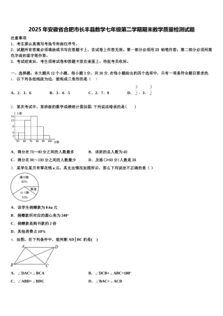 2025年安徽省合肥市长丰县数学七年级第二学期期末教学质量检测试题含解析
