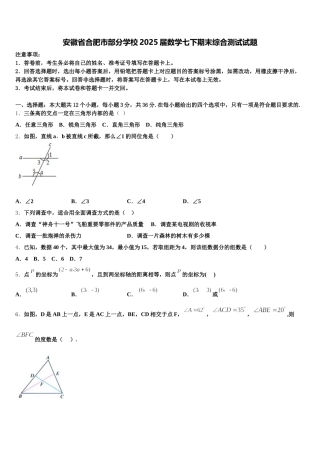 安徽省合肥市部分学校2025届数学七下期末综合测试试题含解析