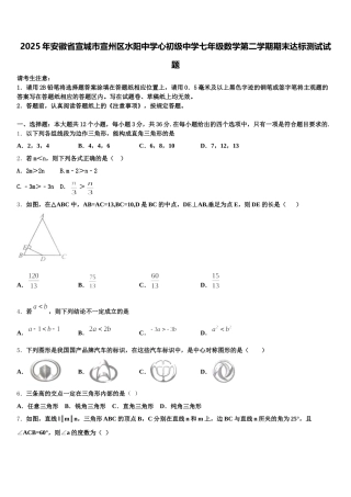 2025年安徽省宣城市宣州区水阳中学心初级中学七年级数学第二学期期末达标测试试题含解析