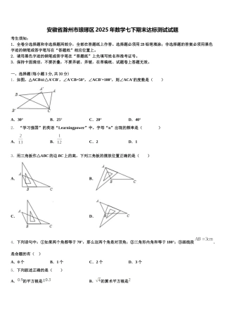 安徽省滁州市琅琊区2025年数学七下期末达标测试试题含解析