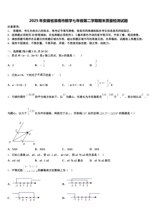 2025年安徽省淮南市数学七年级第二学期期末质量检测试题含解析