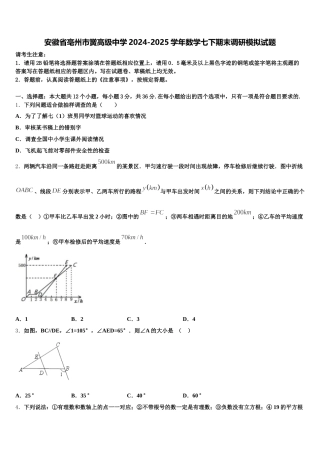 安徽省亳州市黉高级中学2024-2025学年数学七下期末调研模拟试题含解析