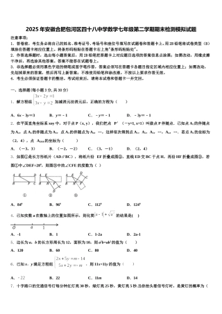 2025年安徽合肥包河区四十八中学数学七年级第二学期期末检测模拟试题含解析