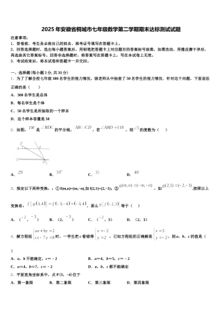 2025年安徽省桐城市七年级数学第二学期期末达标测试试题含解析