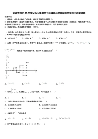 安徽省合肥45中学2025年数学七年级第二学期期末学业水平测试试题含解析