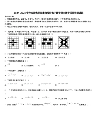 2024-2025学年安徽省芜湖市南陵县七下数学期末教学质量检测试题含解析