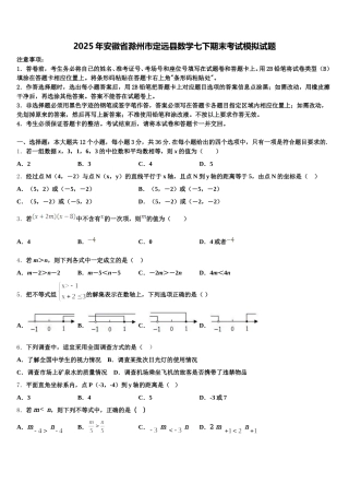 2025年安徽省滁州市定远县数学七下期末考试模拟试题含解析