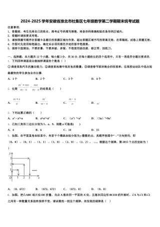 2024-2025学年安徽省淮北市杜集区七年级数学第二学期期末统考试题含解析