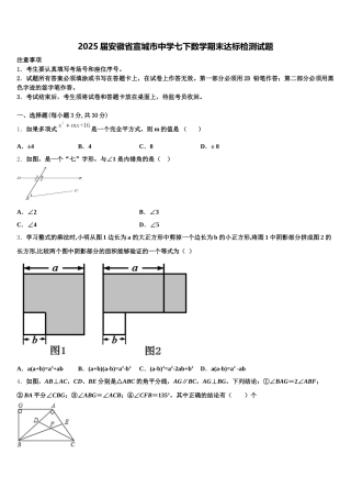 2025届安徽省宣城市中学七下数学期末达标检测试题含解析