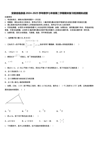 安徽省临泉县2024-2025学年数学七年级第二学期期末复习检测模拟试题含解析