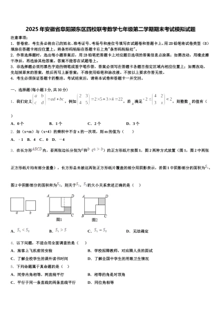 2025年安徽省阜阳颍东区四校联考数学七年级第二学期期末考试模拟试题含解析