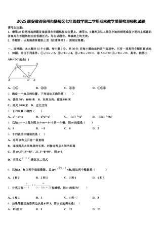 2025届安徽省宿州市埇桥区七年级数学第二学期期末教学质量检测模拟试题含解析