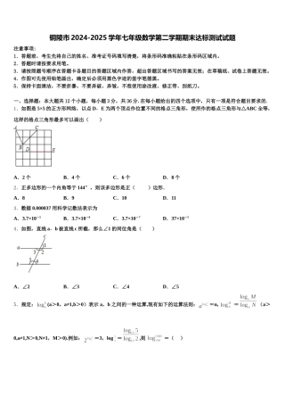 铜陵市2024-2025学年七年级数学第二学期期末达标测试试题含解析