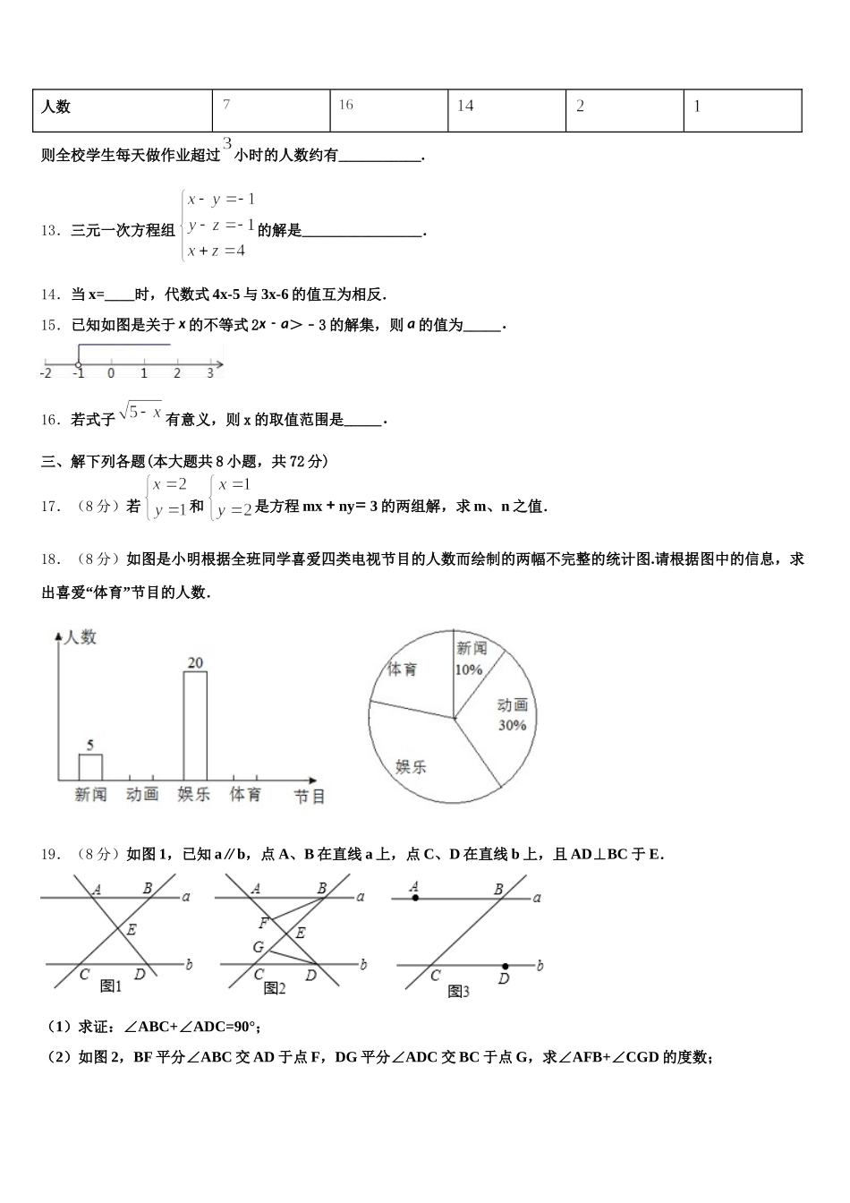 2025年合肥蜀山区五校联考数学七下期末学业质量监测试题含解析_第3页