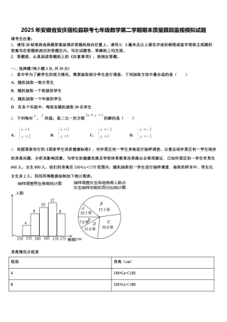 2025年安徽省安庆宿松县联考七年级数学第二学期期末质量跟踪监视模拟试题含解析