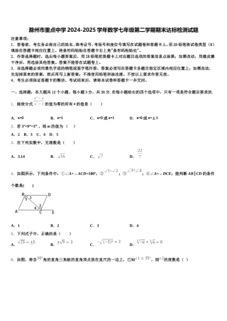滁州市重点中学2024-2025学年数学七年级第二学期期末达标检测试题含解析