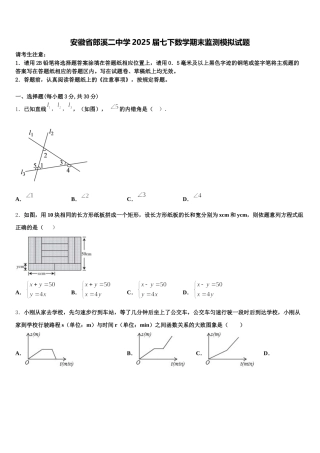 安徽省郎溪二中学2025届七下数学期末监测模拟试题含解析