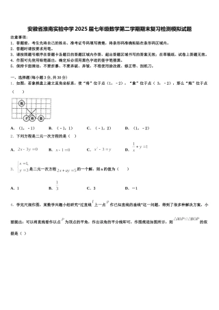 安徽省淮南实验中学2025届七年级数学第二学期期末复习检测模拟试题含解析