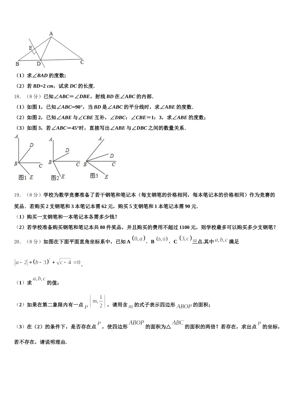 2025年江西省九江市七年级数学第二学期期末质量检测试题含解析_第3页