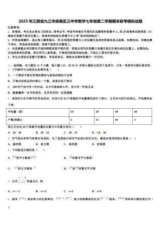 2025年江西省九江市柴桑区三中学数学七年级第二学期期末联考模拟试题含解析