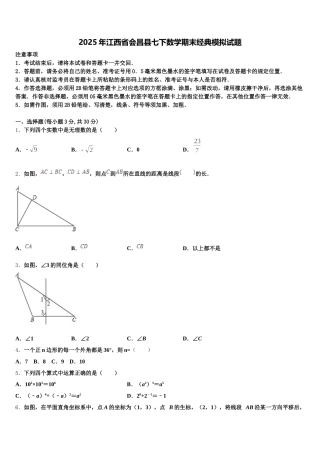 2025年江西省会昌县七下数学期末经典模拟试题含解析