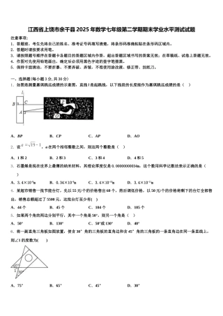江西省上饶市余干县2025年数学七年级第二学期期末学业水平测试试题含解析
