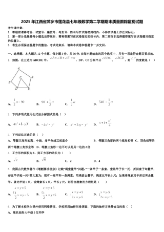2025年江西省萍乡市莲花县七年级数学第二学期期末质量跟踪监视试题含解析