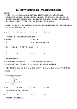 2025届江西省南昌市十学校七下数学期末经典模拟试题含解析
