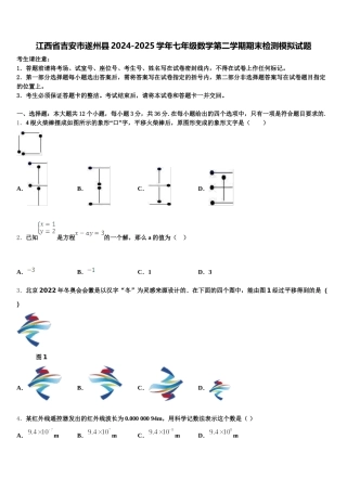 江西省吉安市遂州县2024-2025学年七年级数学第二学期期末检测模拟试题含解析