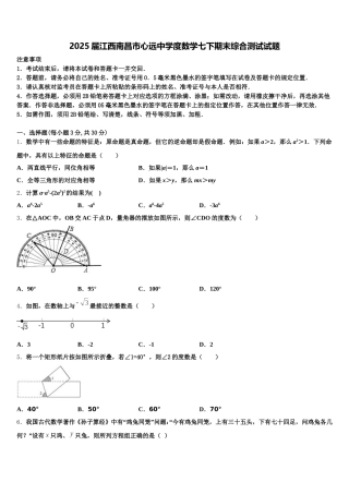 2025届江西南昌市心远中学度数学七下期末综合测试试题含解析
