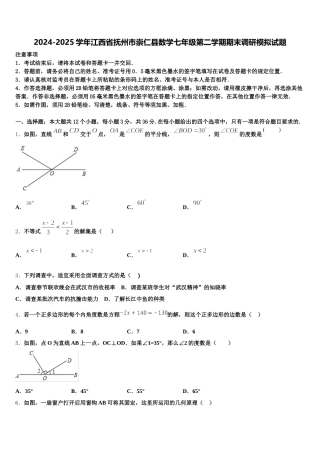 2024-2025学年江西省抚州市崇仁县数学七年级第二学期期末调研模拟试题含解析