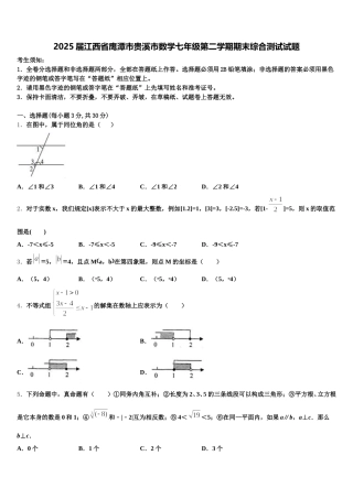 2025届江西省鹰潭市贵溪市数学七年级第二学期期末综合测试试题含解析