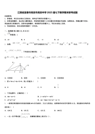 江西省宜春市高安市高安中学2025届七下数学期末联考试题含解析