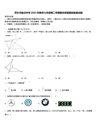 萍乡市重点中学2025年数学七年级第二学期期末质量跟踪监视试题含解析