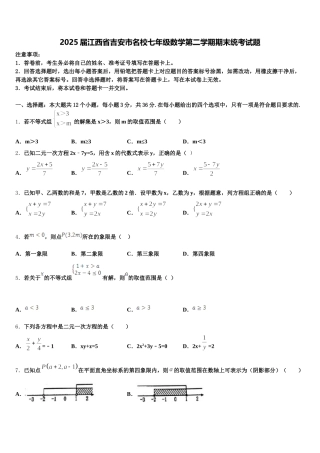 2025届江西省吉安市名校七年级数学第二学期期末统考试题含解析