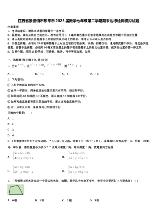 江西省景德镇市乐平市2025届数学七年级第二学期期末达标检测模拟试题含解析