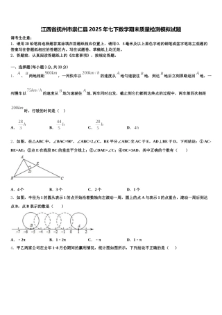 江西省抚州市崇仁县2025年七下数学期末质量检测模拟试题含解析