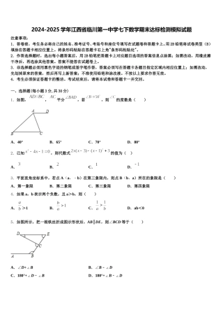 2024-2025学年江西省临川第一中学七下数学期末达标检测模拟试题含解析