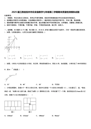 2025届江西省抚州市乐安县数学七年级第二学期期末质量检测模拟试题含解析