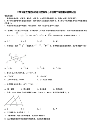 2025届江西抚州市临川区数学七年级第二学期期末调研试题含解析