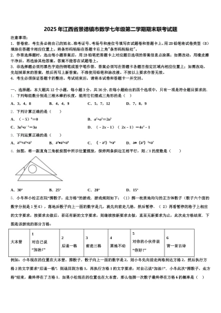 2025年江西省景德镇市数学七年级第二学期期末联考试题含解析