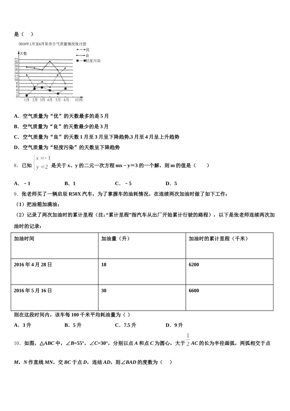 江西省乐平市2024-2025学年数学七年级第二学期期末学业水平测试试题含解析_第2页