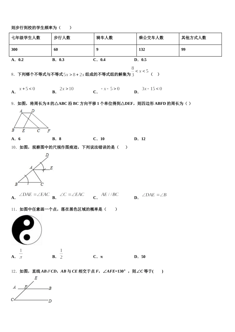 南昌市初中教育集团2025年数学七年级第二学期期末检测试题含解析_第2页