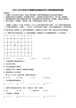 2024-2025学年辽宁省葫芦岛市高桥中学七下数学期末联考试题含解析