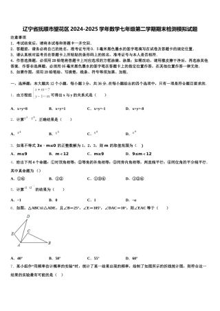 辽宁省抚顺市望花区2024-2025学年数学七年级第二学期期末检测模拟试题含解析
