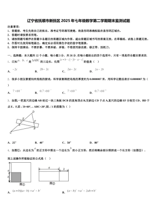 辽宁省抚顺市新抚区2025年七年级数学第二学期期末监测试题含解析
