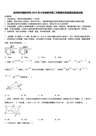 清华附中朝阳学校2025年七年级数学第二学期期末质量跟踪监视试题含解析