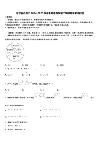 辽宁省丹东市2024-2025学年七年级数学第二学期期末考试试题含解析
