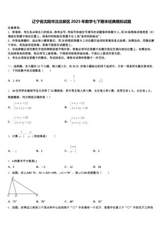 辽宁省沈阳市沈北新区2025年数学七下期末经典模拟试题含解析