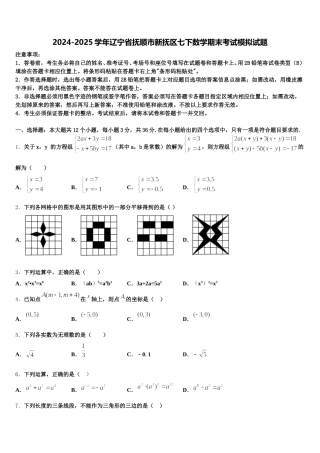 2024-2025学年辽宁省抚顺市新抚区七下数学期末考试模拟试题含解析